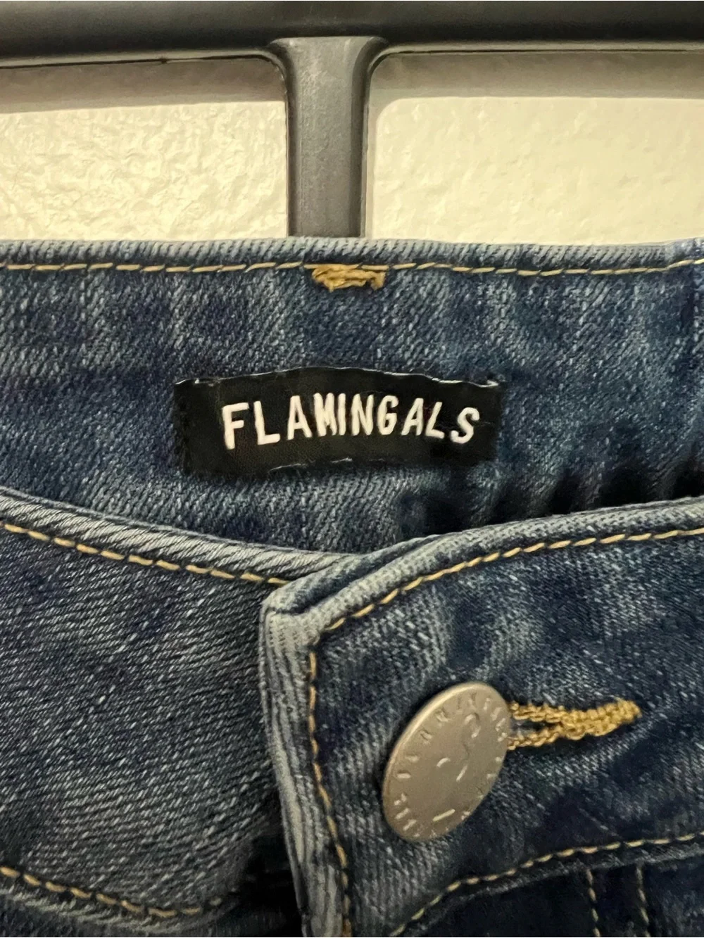 Women's Dark Blue Flamingals Ankle Cropped Distressed Jeans